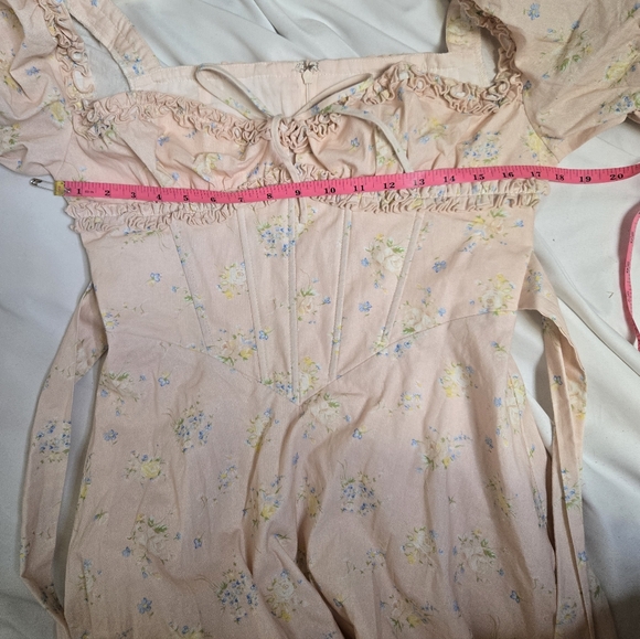 NEW Lacemade The Fairy of Pink Petals regency cottagecore floral maxi dress L - Picture 10 of 15